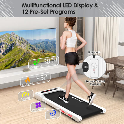 Factory Sale! Treadmill 2.25 HP under Desk Treadmill Portable Electric Treadmill Flat Slim Installation-Free Walking Treadmill with Remote Control, Walking Jogging Running Machine for Home/Office Use